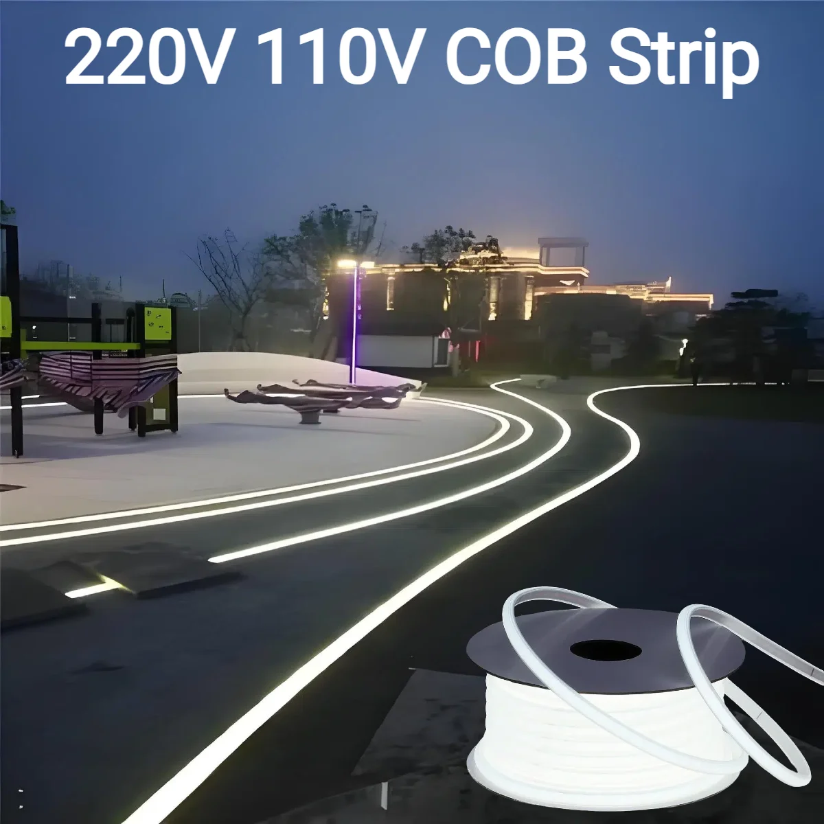 Outdoor Power Strip Weatherproof - 220V 110V 純シリコンゲルCOB LEDストリップライト 30M 20M