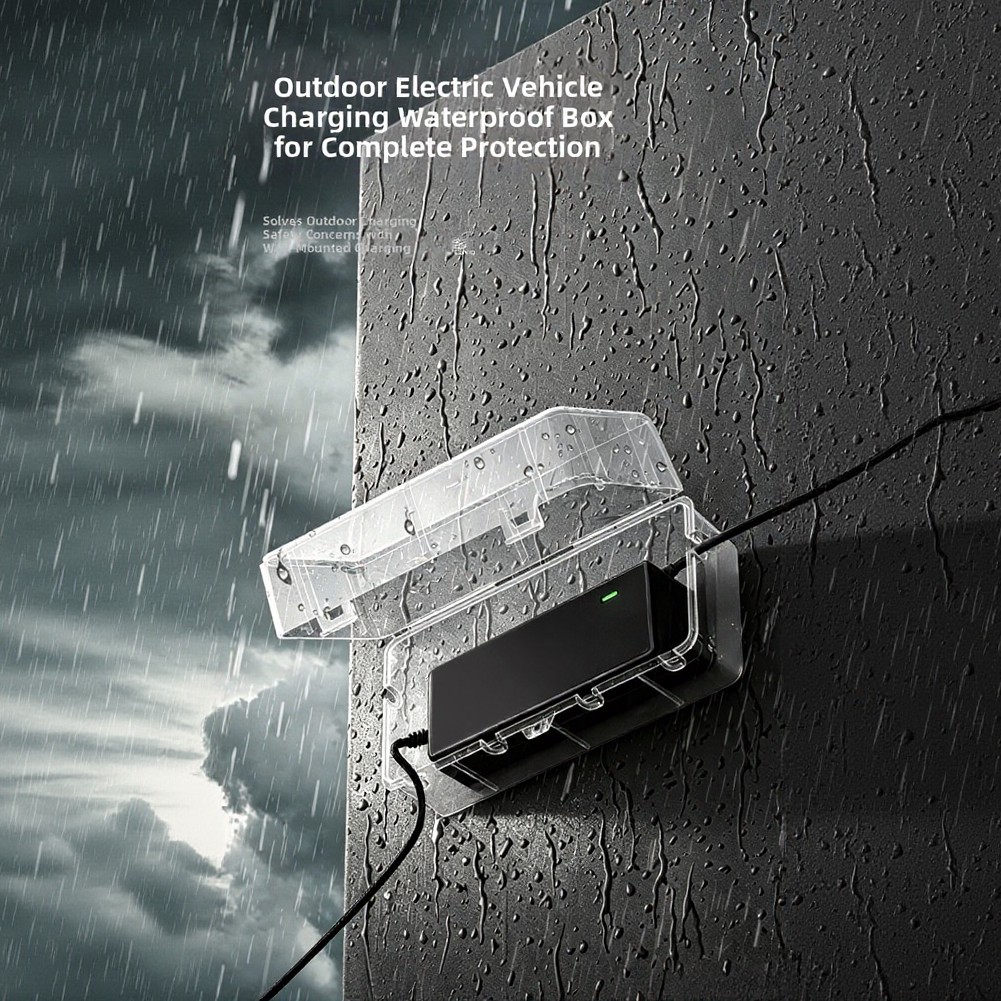Outdoor Use Power Strip - 屋内・屋外で使用可能な、4つのコンセントを備えた電気防水ボックス。PC製外装、サイズは283x110x110mm。排水孔付き。