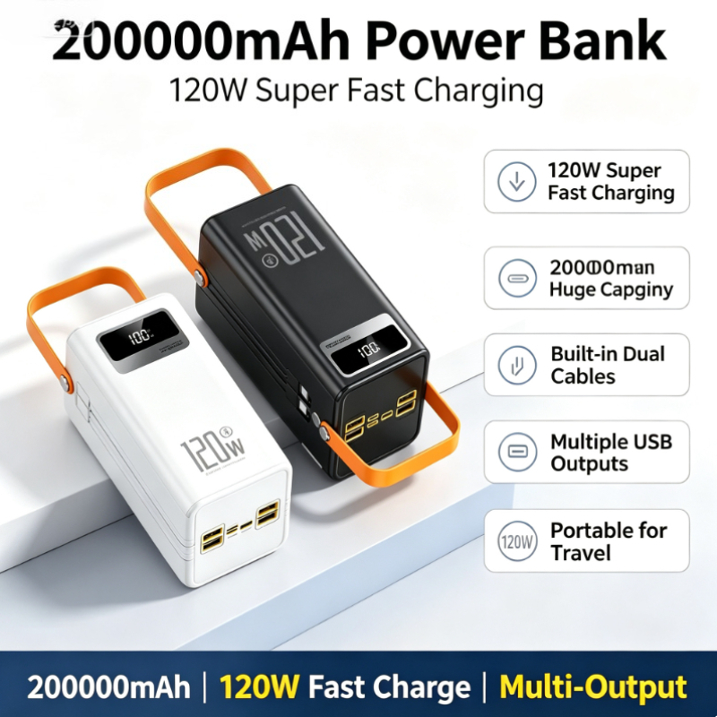 Outdoor Power Adapter Usb C - 120W急速充電対応、500000mAhの大容量モバイルバッテリー。アウトドアでの使用に最適な、持ち運び可能な外部電源。キャンプ用としても。
