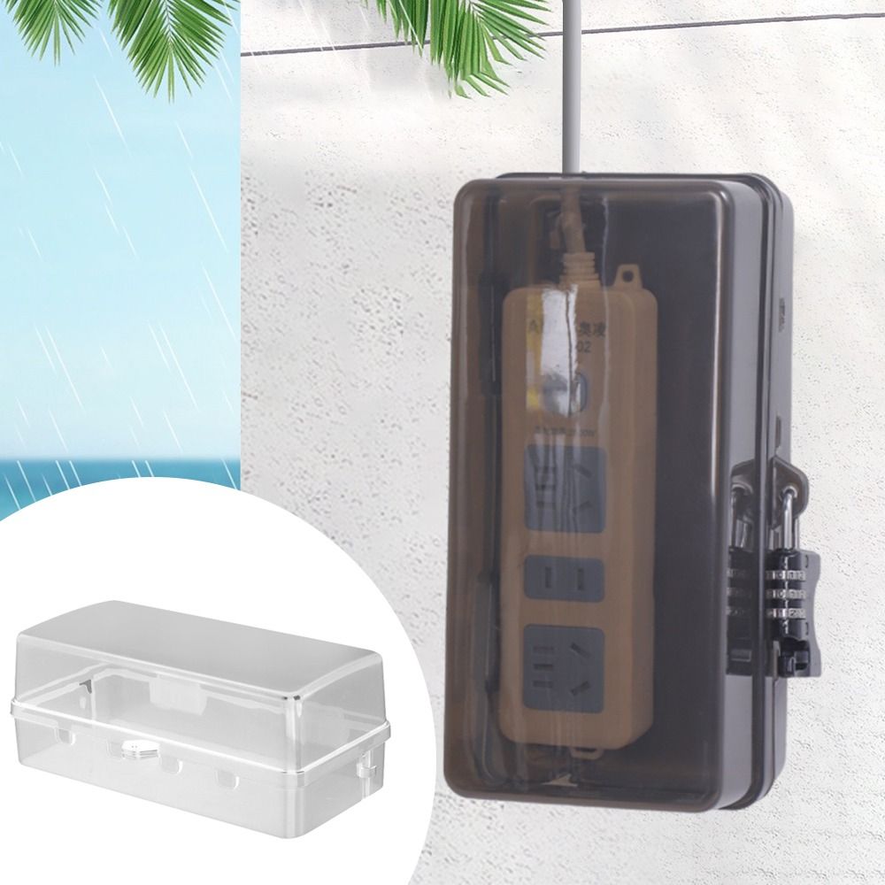 Outdoor Power Strip Weatherproof - 持ち運び可能なプラスチック製プラグボックス。盗難防止、防水機能付き。ケーブル整理ボックス。耐候性があり、コンセントや電源タップを保護し、屋外での保管に最適。