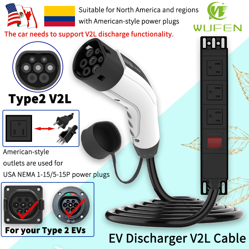 Ac Outdoor Power - WUFEN ポータブル タイプ2 V2Lケーブル 16A 電源スイッチ付き