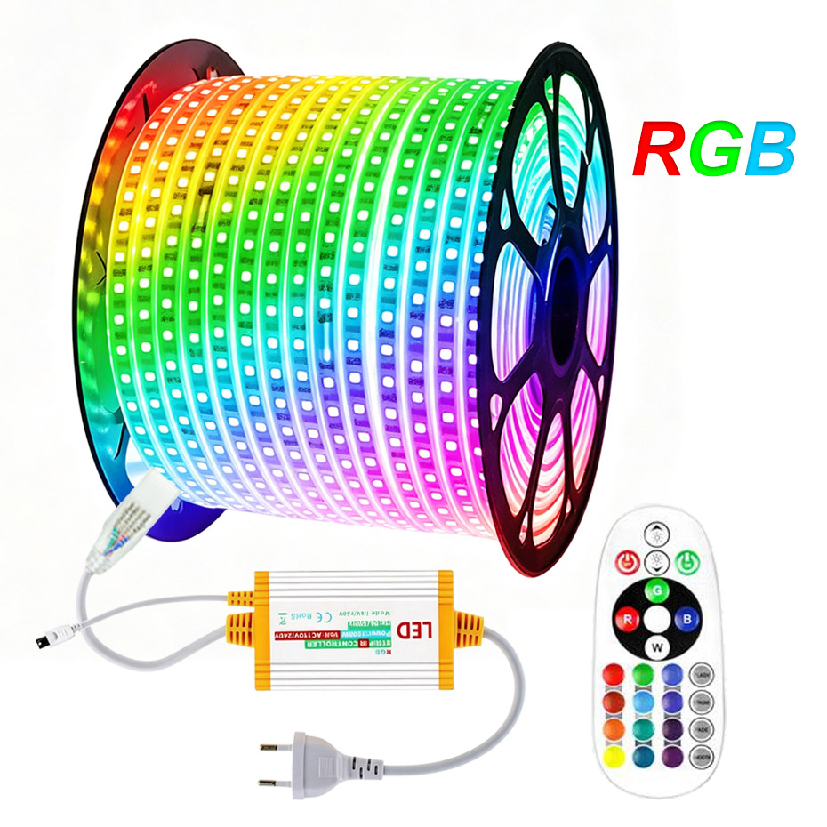 Outdoor Power Strip Weatherproof - 1m-50m 220V RGB LEDストリップ 5050 60LEDs/m