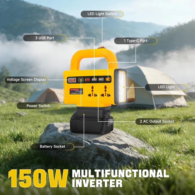 150Wの電源インバーター。DC18VをAC220Vに変換。 - Outdoor Power Adapter Usb C のレビューと価格